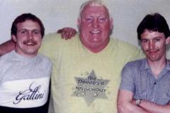 Big Daddy comes to wrestle at the Savoy / ABC Cinema, Ocean Road, South Shields, on the 15t May 1984, from left to right Ray Dennet, Big Daddy, Laurence Younger
