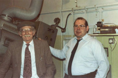 William Baxter assistant manager (left) & Projectionist Fred Simpson in the projection box of the Savoy / ABC cinema 2nd April 1982