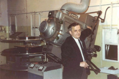 Projectionist John Stewart in the projection box of the Savoy / ABC cinema