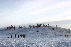 Sledding on Cleadon Hills, South Shields