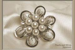 Pearls & Silver Japanese Brooch